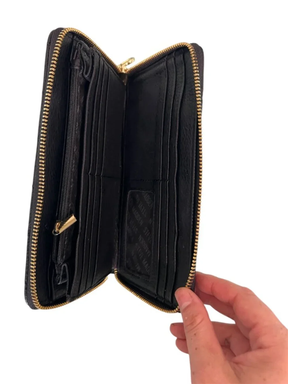 Steve Madden Black Quilted Zip-Around Wallet/Wristlet